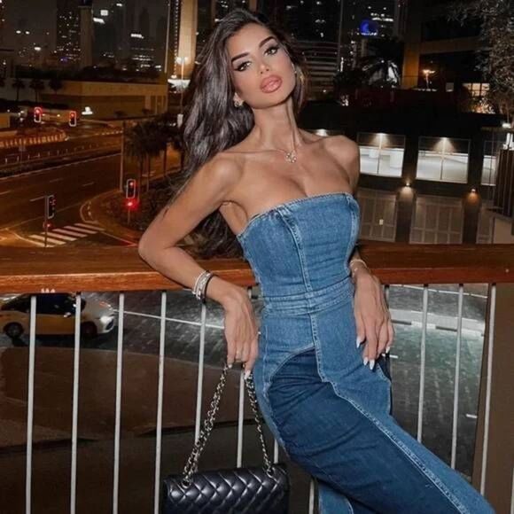 ZARA DENIM PATCHWORK MIDI DRESS DENIM NWT - Picture 6 of 16